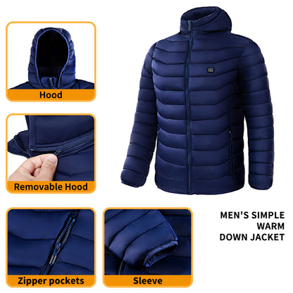 Men's Heated Puffer Jacket with 9 Heat Zones